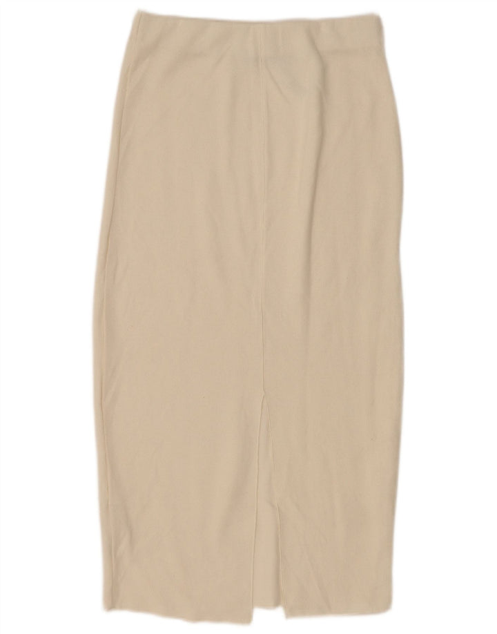 Zara Damen Midirock Small W26 Off White Cotton