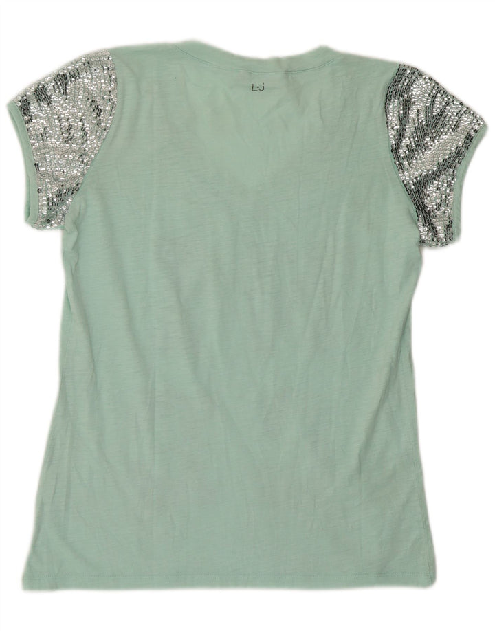 Liu Jo Damen Grafik T-Shirt Top UK 12 Mittelgrün Modern