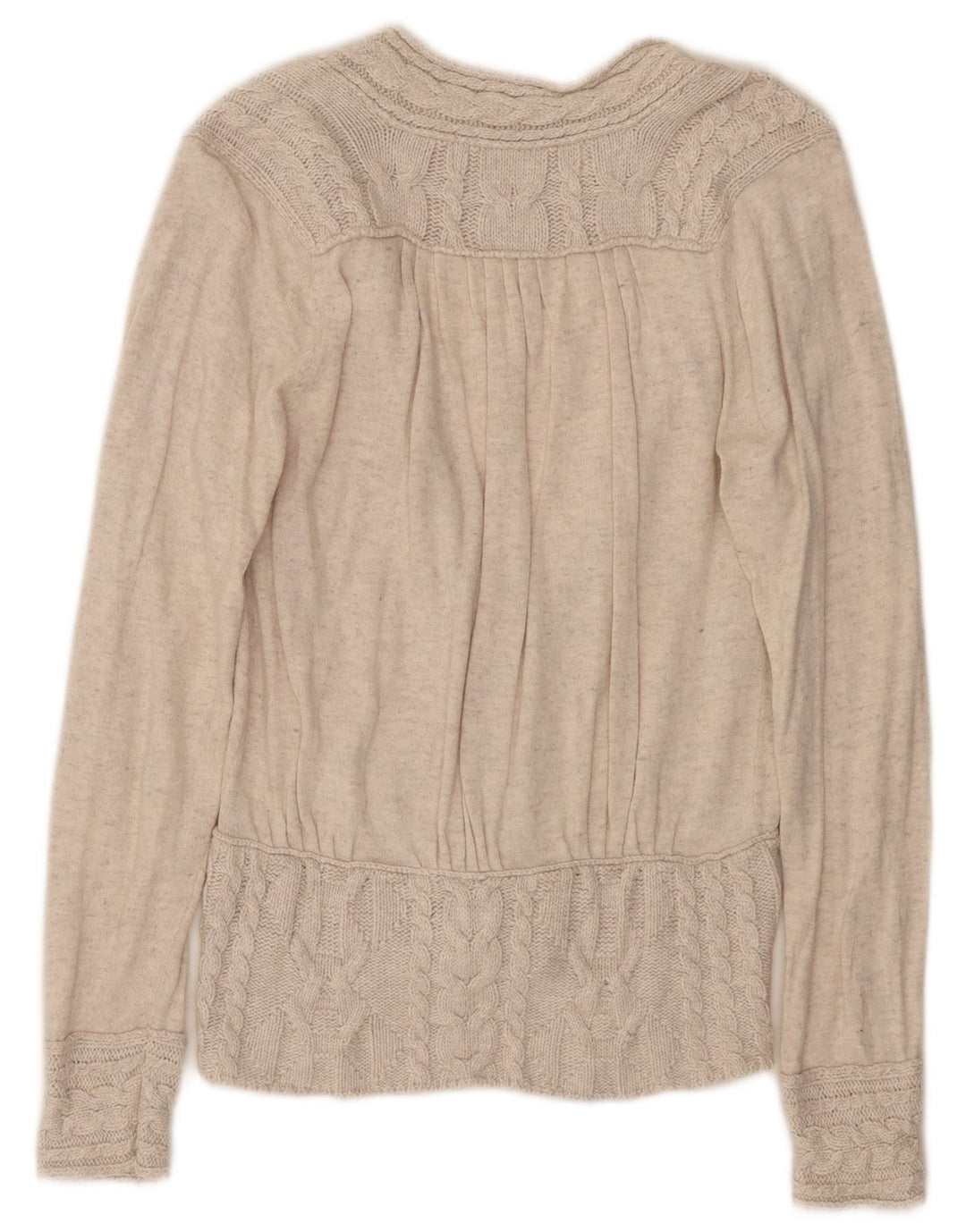 ZARA Damen-Cardigan-Pullover UK 14 Large Beige Baumwolle