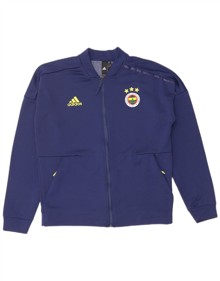 ADIDAS Herren-Trainingsanzugoberteil mit Grafik, mittleres marineblaues Polyester