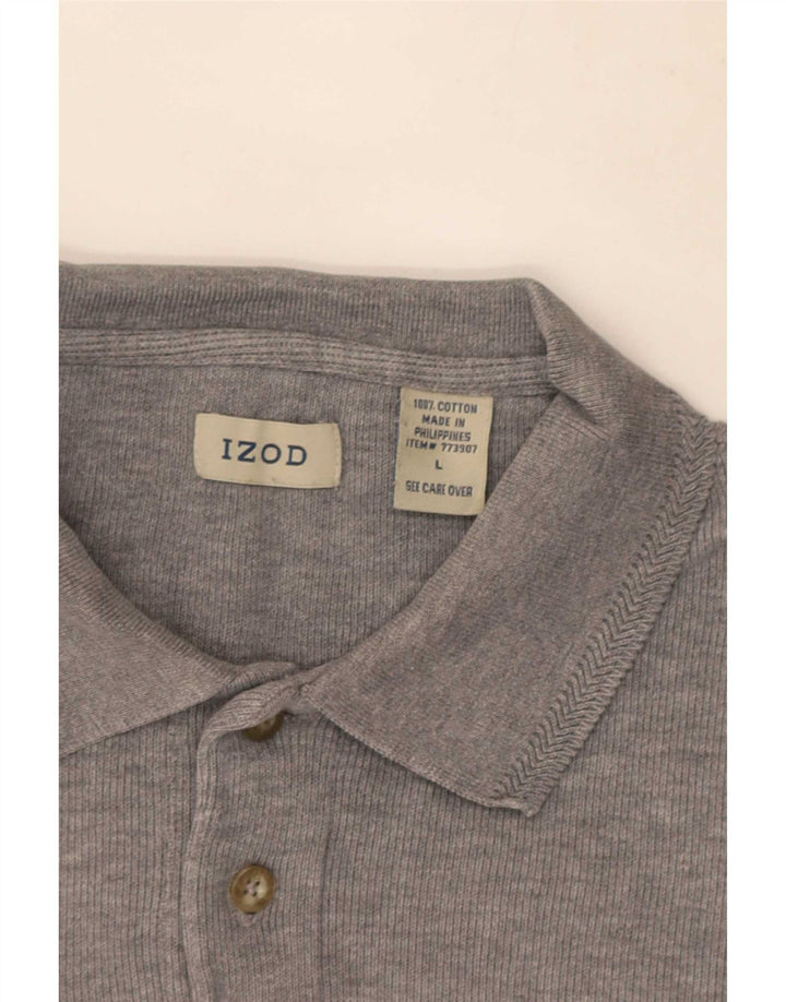 Izod Herren-Langarm-Poloshirt, große graue Baumwolle