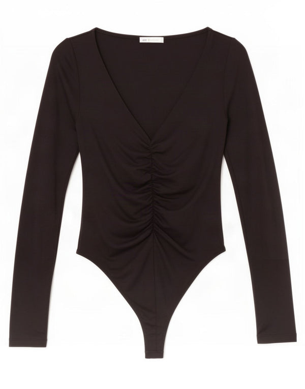Zara Womens Bodysuit UK 12 Medium Black Polyamide