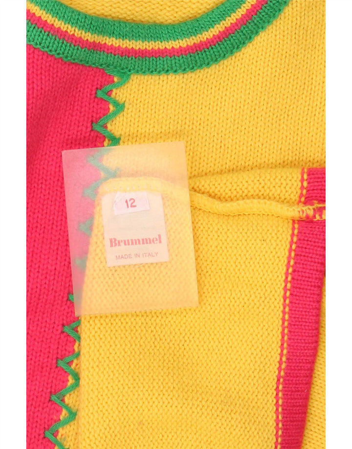 Brummell Damen-Pullover mit Rundhalsausschnitt, UK 12, Mittelgelb, Farbblock