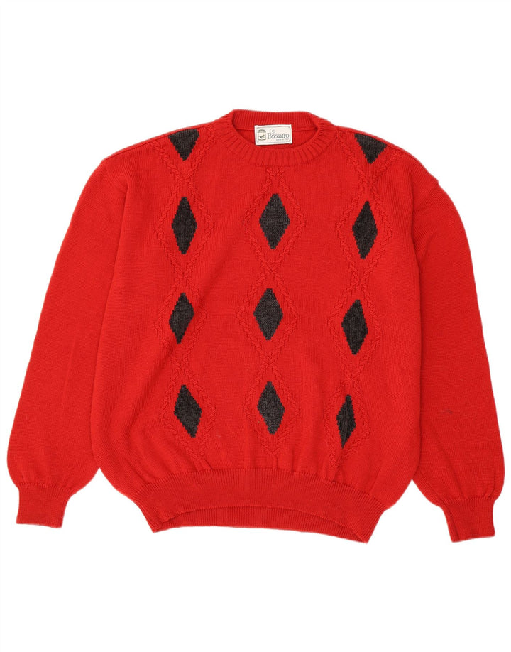 Bizzarro Herren-Pullover mit Rundhalsausschnitt, Größe 52, XL, Rot Argyle/Diamant