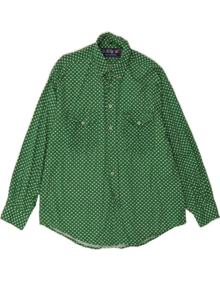 STARS & STRIPES Mens Abstract Pattern Shirt Large Green Cotton Vintage Stars & Stripes and Second-Hand Stars & Stripes from Messina Hembry 