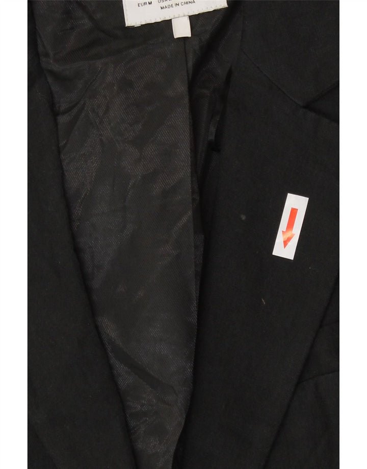Zara Damen Kurzarm-Bolero-Jacke UK 14 Mittelschwarzes Leinen