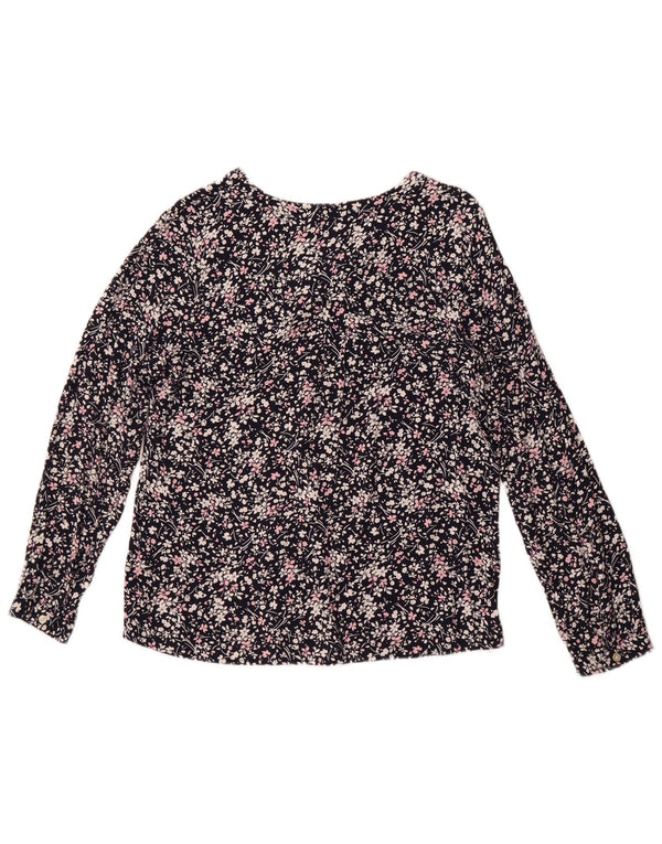 Crew Clothing Langarm-Blusenoberteil für Damen UK 12 Mittel Marineblau mit Blumenmuster