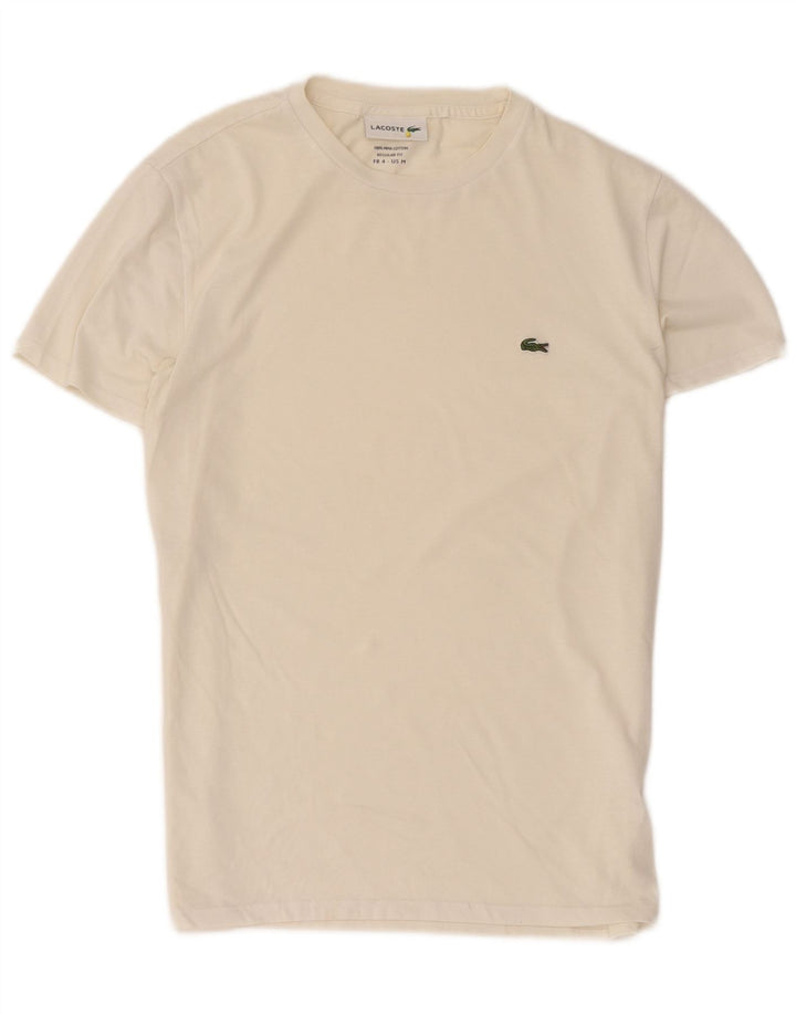 Lacoste Damen-T-Shirt mit normaler Passform, Größe 4, mittelweiße Baumwolle