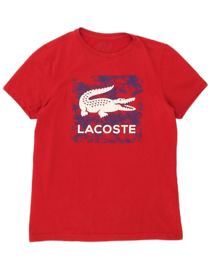 Lacoste Herren-T-Shirt mit Grafik, Größe 3, klein, rote Baumwolle