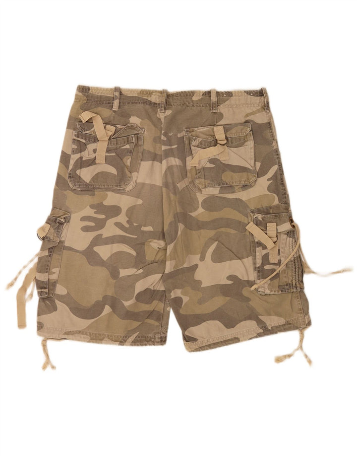 Vintage Herren Cargo Shorts IT 48 Medium W34 Grüne Camouflage Baumwolle