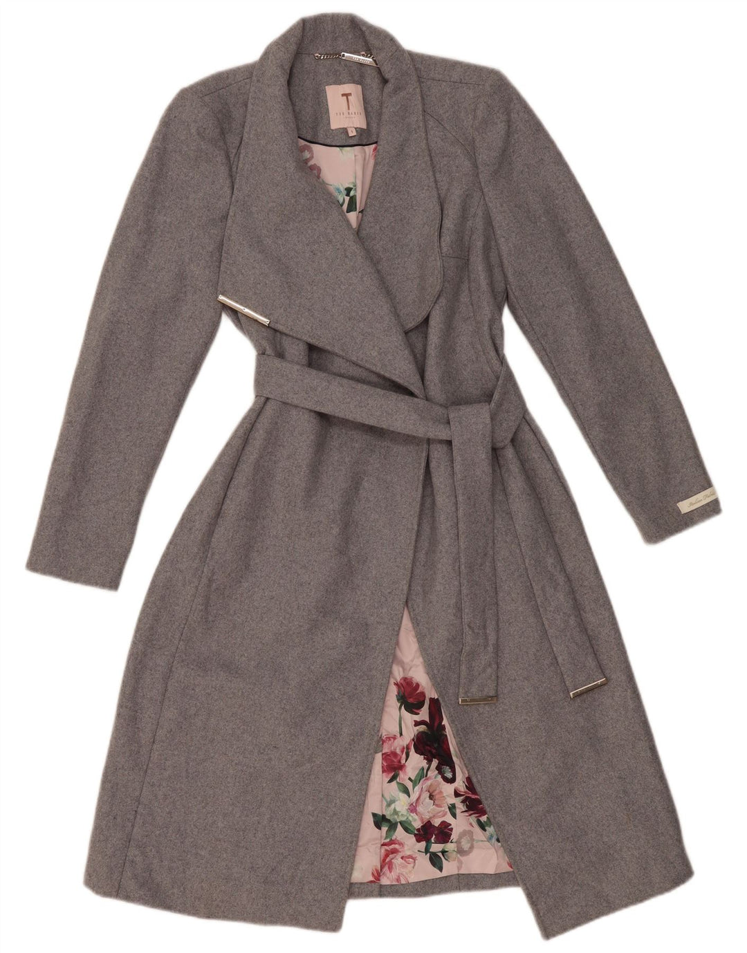 Ted Baker Wickelmantel für Damen, Größe 1 XS, graue Wolle
