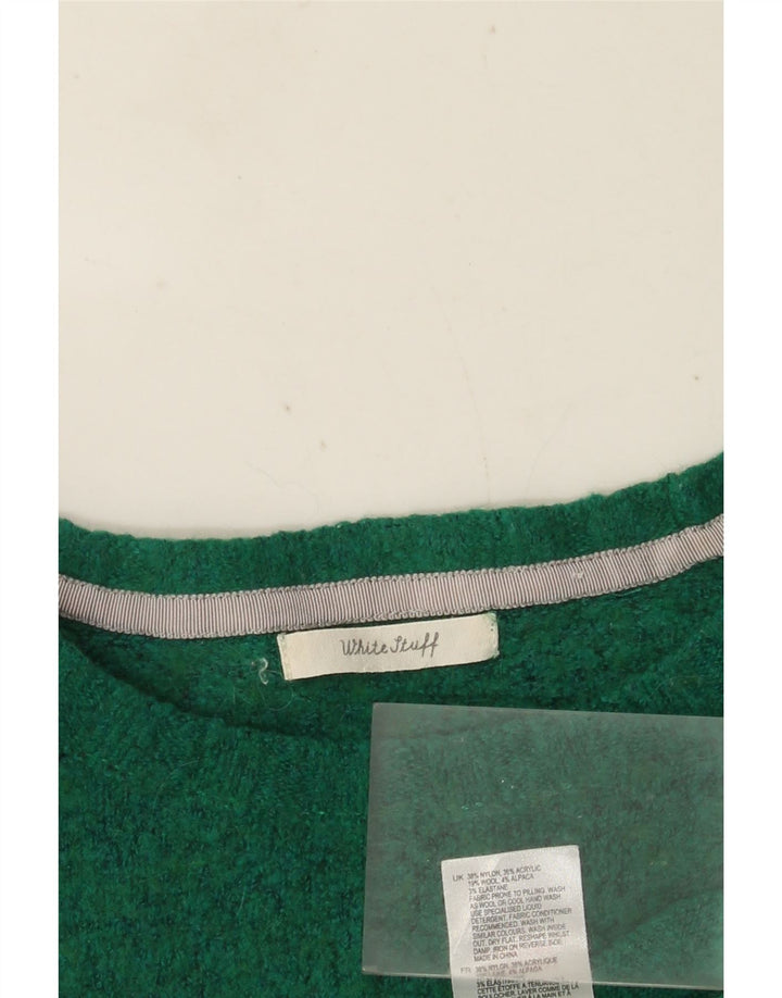 White Stuff Damen-Pullover mit Rundhalsausschnitt, Gr. 16, Größe L, grünes Nylon