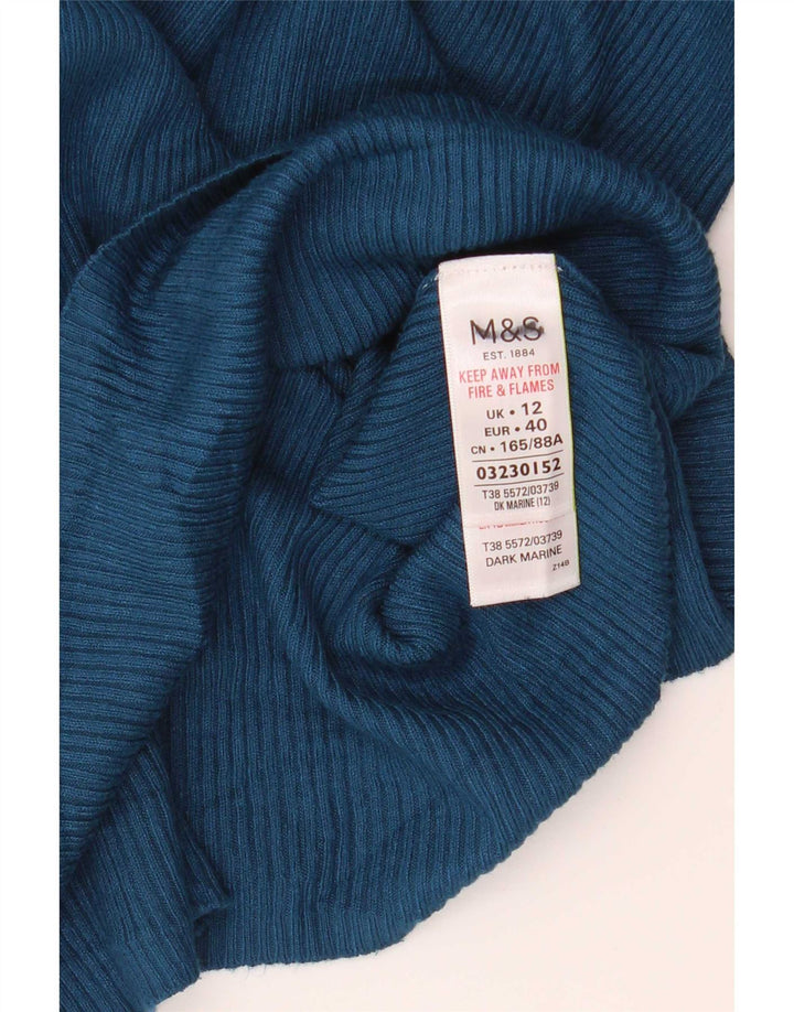 Marks & Spencer Womens Regular Top Long Sleeve UK 12 Mittelblau meliert