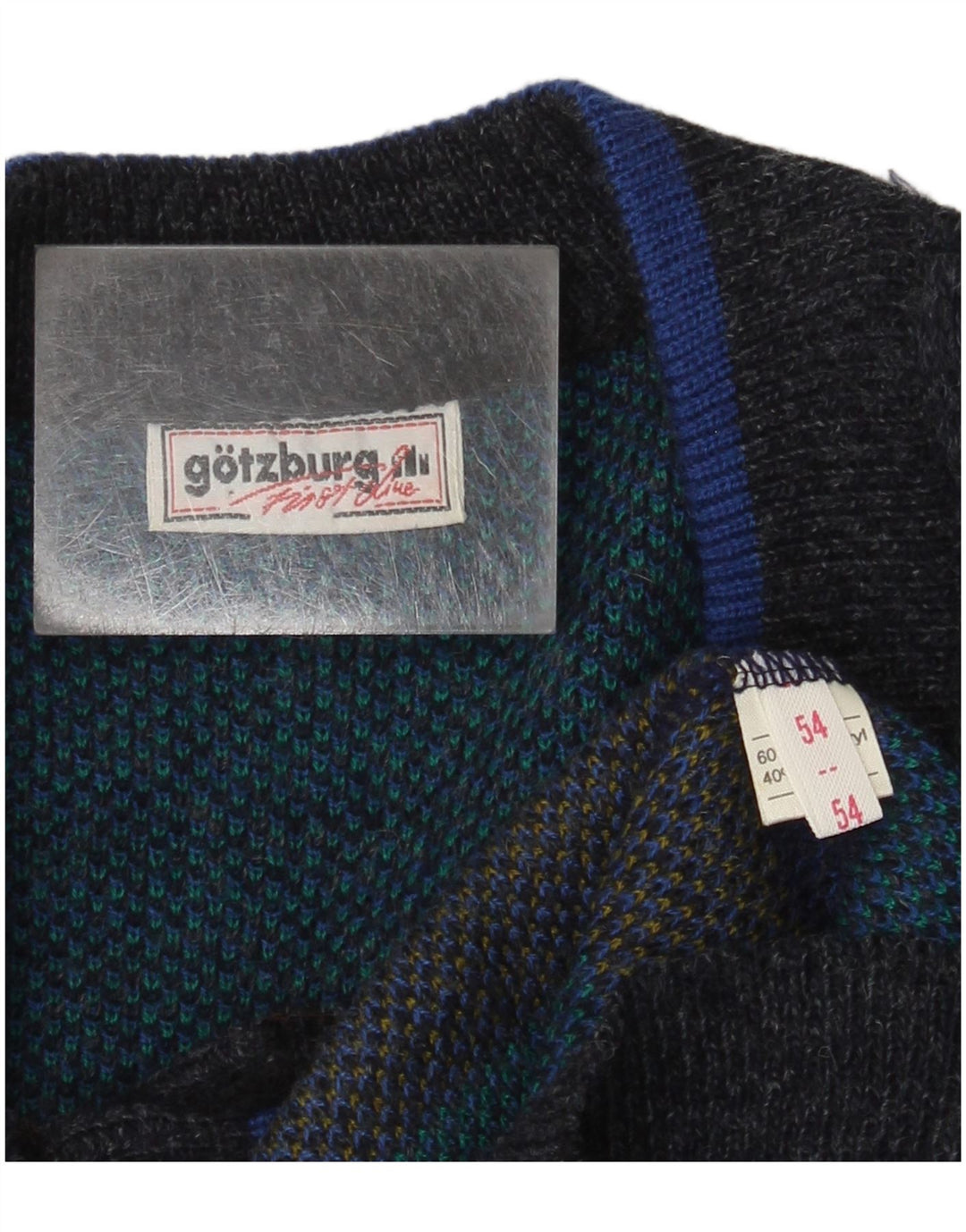 Gotzburg Herren-Strickjacke mit abstraktem Muster, EU 54, XL, blau, Polyacryl