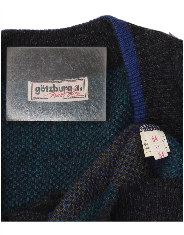 Gotzburg Herren-Strickjacke mit abstraktem Muster, EU 54, XL, blau, Polyacryl