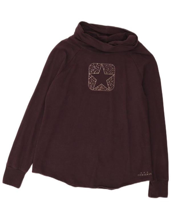 Converse Damen Rollkragenoberteil mit Grafik, langärmlig, UK 18, XL, Lila, Baumwolle