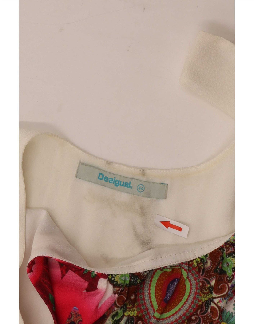 Desigual Damen Ärmelloses Tunika-Top EU 44 XL Weiß geblümtes Polyester