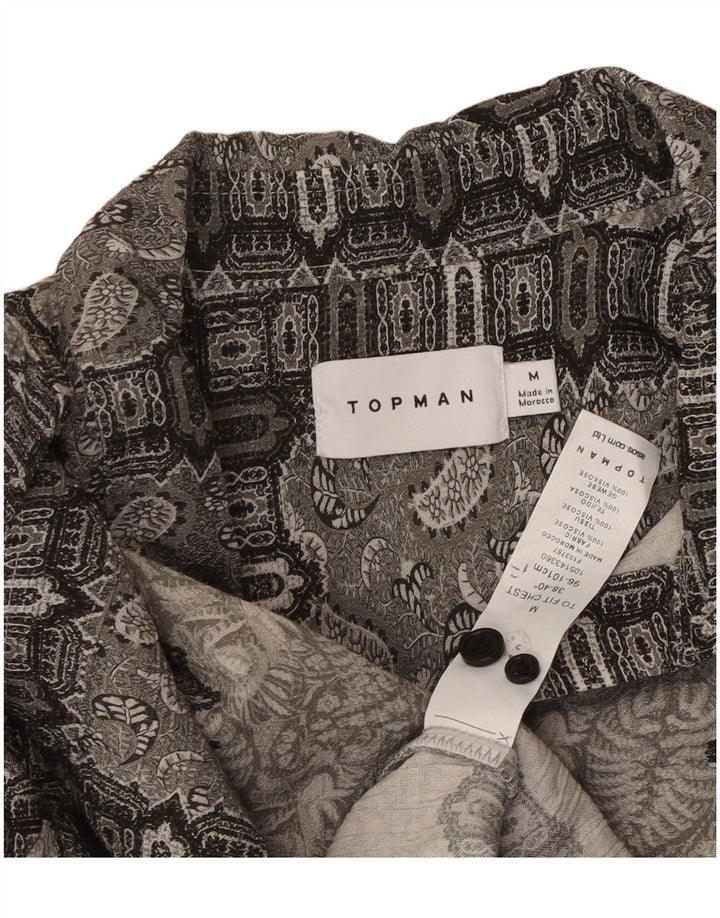 TOPMAN Herrenhemd Mittelgraue Paisley-Viskose