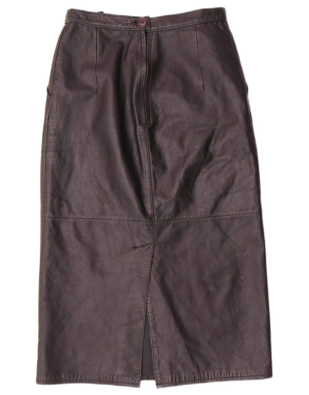 CHALICE Damen-Lederrock mit hoher Taille, UK 8, Größe S, W24, schwarzes Leder