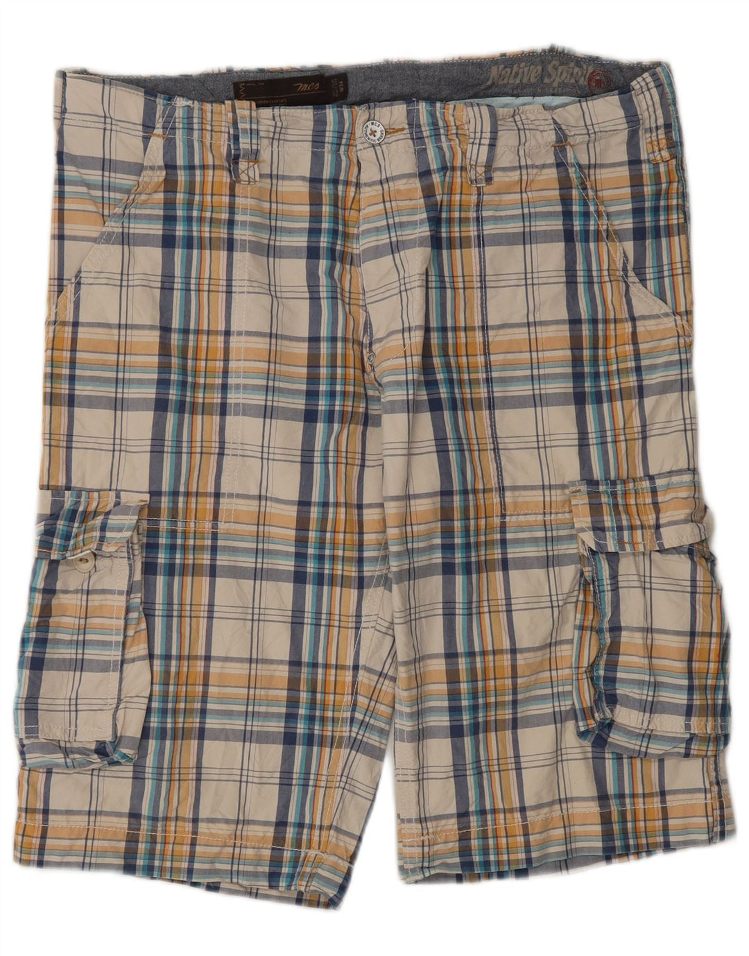 Marlboro Classics Herren-Cargoshorts W34, große, mehrfarbig karierte Baumwolle
