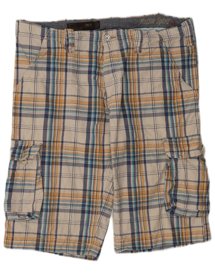Marlboro Classics Herren-Cargoshorts W34, große, mehrfarbig karierte Baumwolle