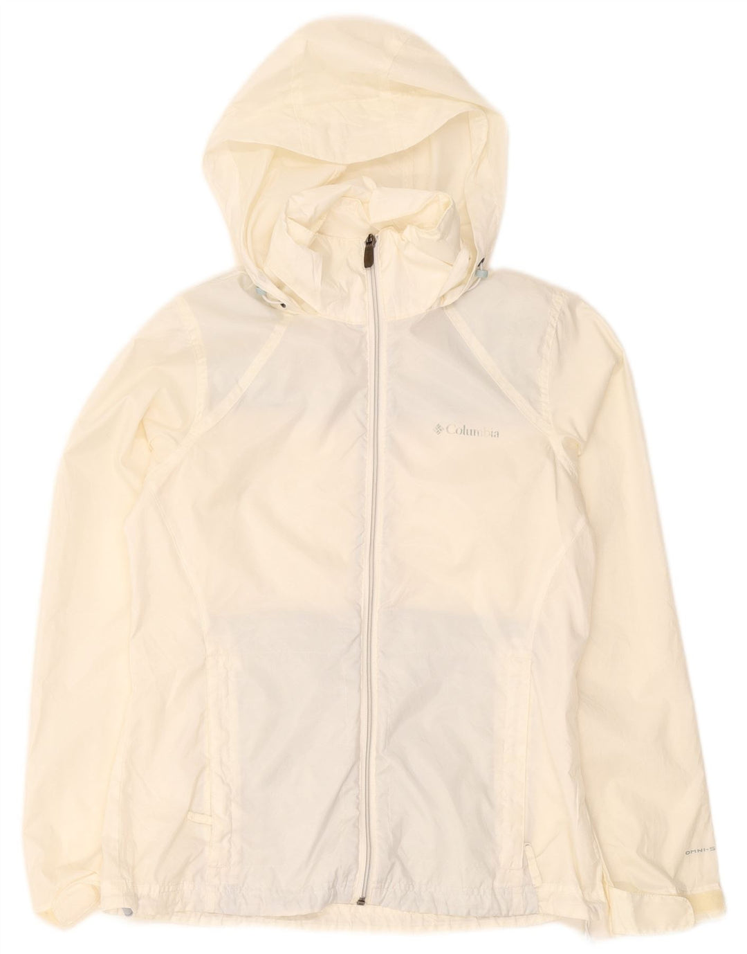 Columbia Damen-Regenjacke mit Kapuze, übergroß, UK 10, Größe S, Weiß