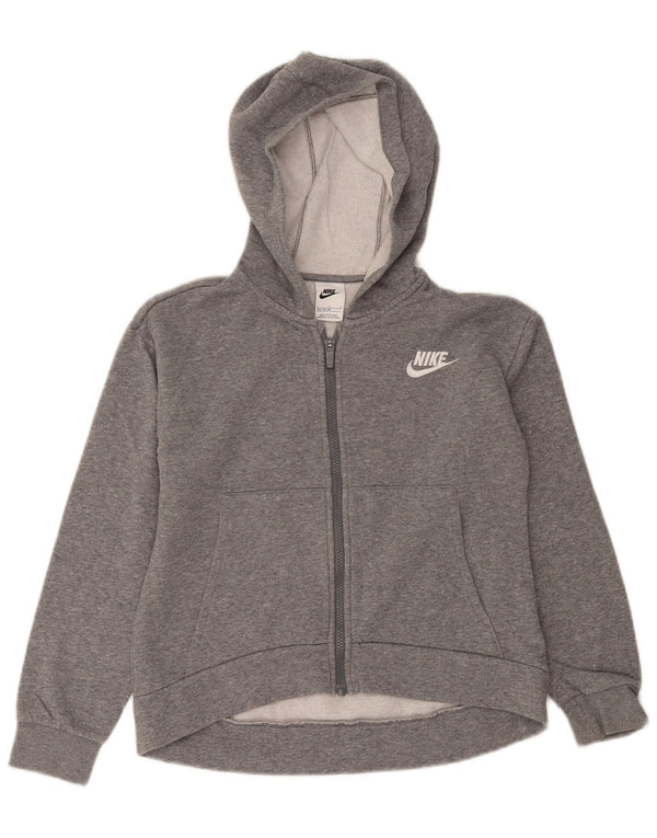 Nike Mädchen-Kapuzenpullover mit Reißverschluss, 12–13 Jahre, groß, grau gefleckte Baumwolle
