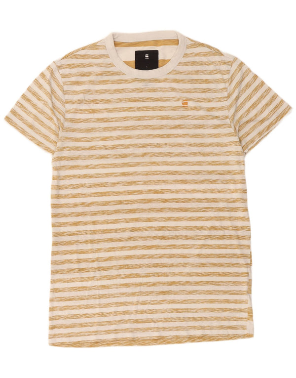 G-Star Herren T-Shirt Top Large Beige Gestreifte Baumwolle