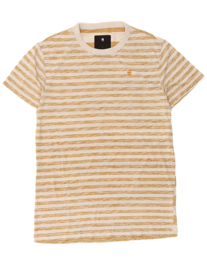 G-Star Herren T-Shirt Top Large Beige Gestreifte Baumwolle