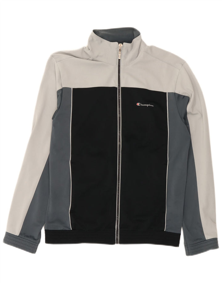 Champion Herren-Trainingsanzugoberjacke aus mittelgrauem Colourblock-Polyester