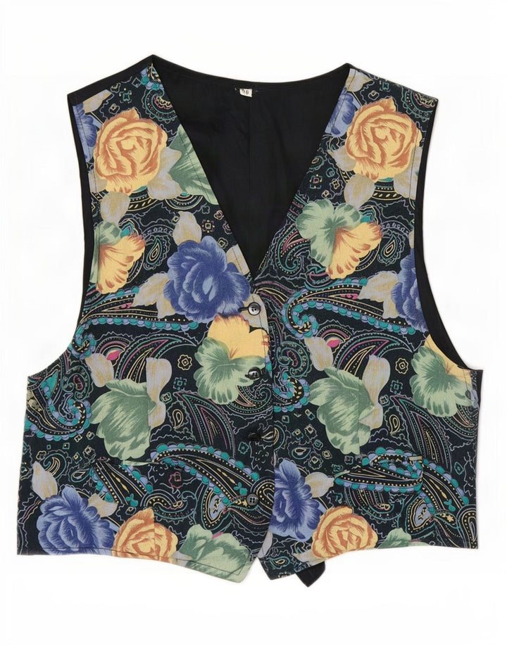 Vintage Damen Weste IT 46 Großes Mehrfarbiges Blumenmuster