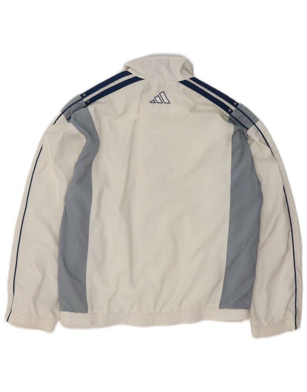 Adidas Jungen-Trainingsanzug-Top-Jacke, 11–12 Jahre, weißes Colourblock-Polyester