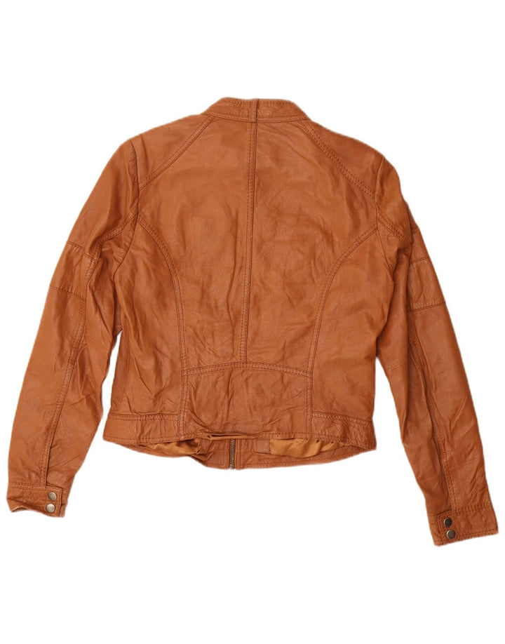 Vintage Damen Crop Lederjacke UK 14 Mittelbraun