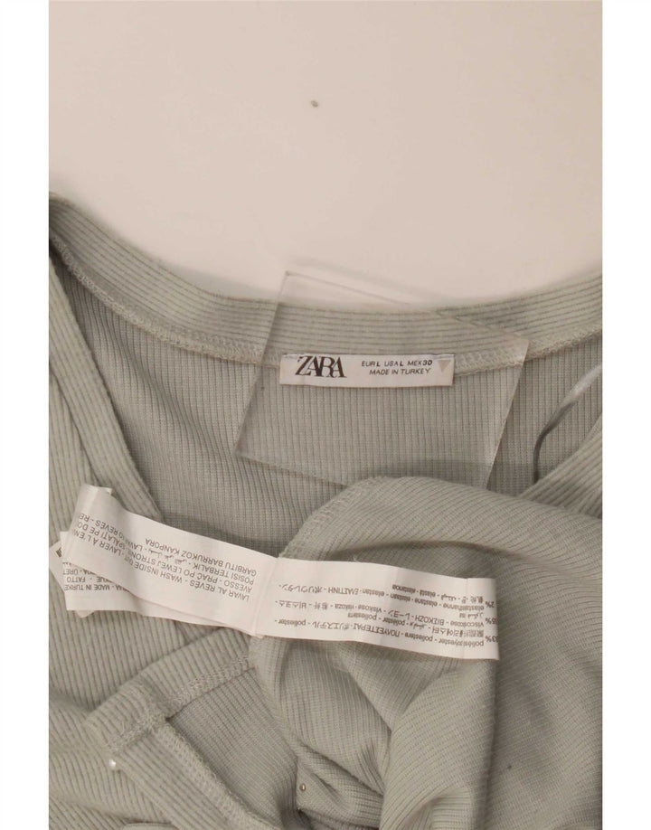 Zara Damen Crop Cardigan Top UK 14 Large Grau Polyester