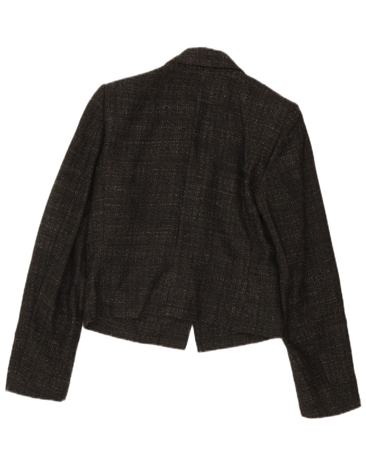 Kenzo Damen-Blazerjacke mit 3 Knöpfen, EU 38, mittelbraun gesprenkelte Wolle