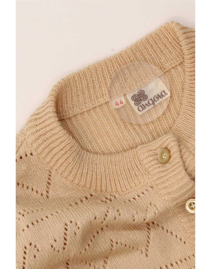 Vintage Damen Strickjacke IT 44 Medium Beige Angora