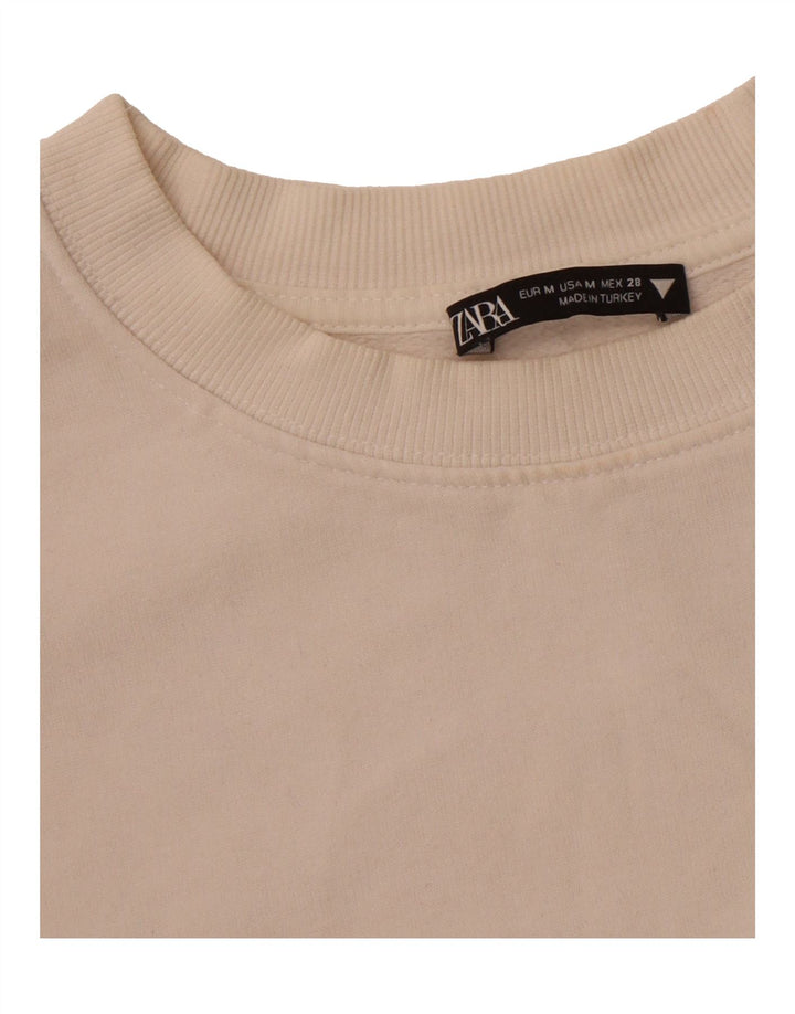 ZARA Womens Crop Sweatshirt Jumper UK 14 Medium Off White Vintage Zara and Second-Hand Zara from Messina Hembry 