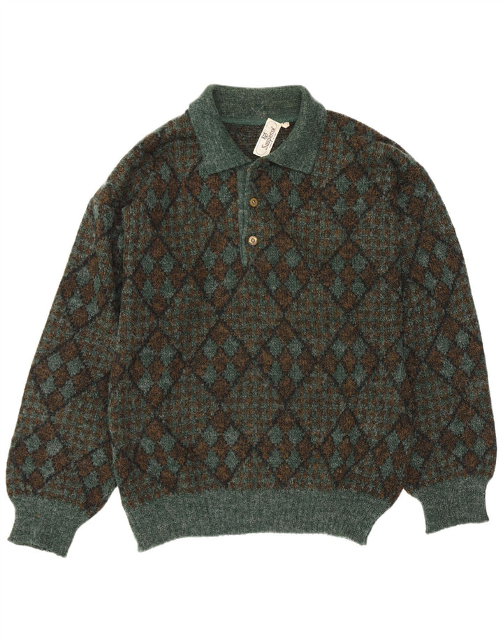 Suspense Herren-Pullover mit Rollkragen, IT 50, mittelgrün, Argyle/Diamant