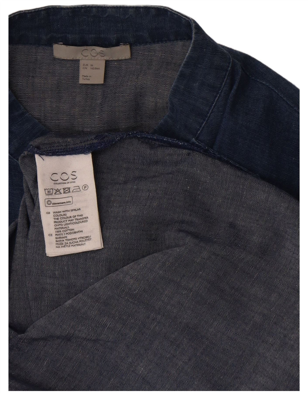 Cos Damen Pullover-Hemdkleid EU 36 Small Blaue Baumwolle