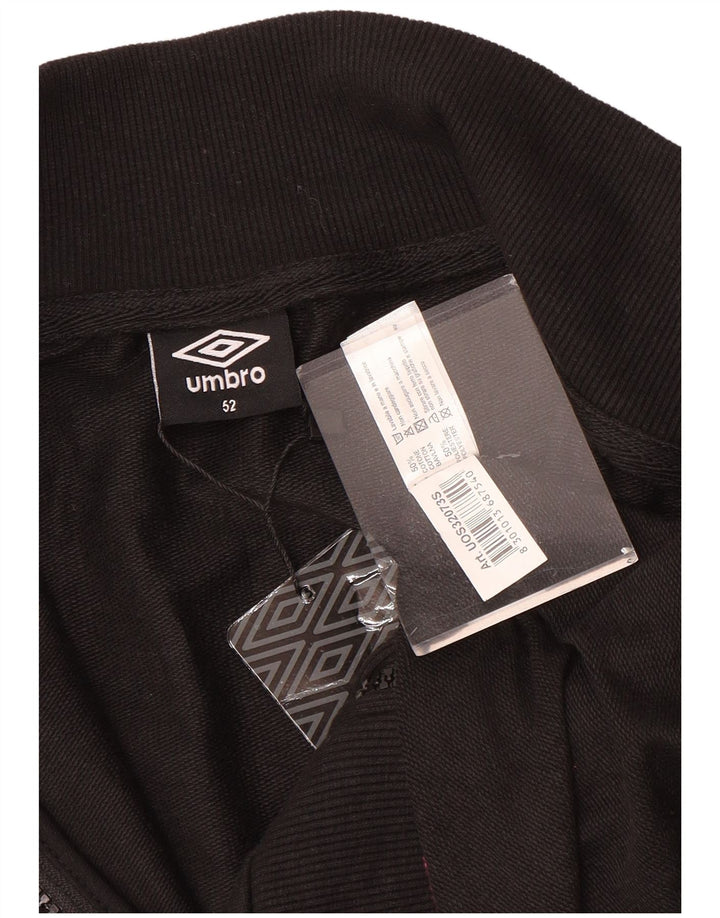 Umbro Herren-Trainingsanzug-Top-Jacke IT 52 Large aus schwarzer Baumwolle