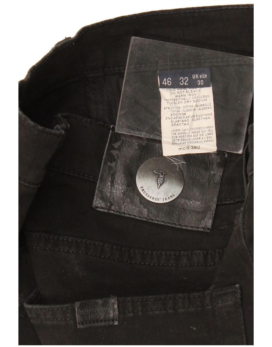 Trussardi Damen Straight Jeans W30 L34 Schwarze Baumwolle