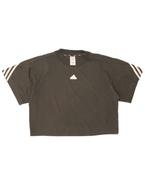 Adidas Damen Crop Übergroßes T-Shirt Top UK 8/10 Small Khaki