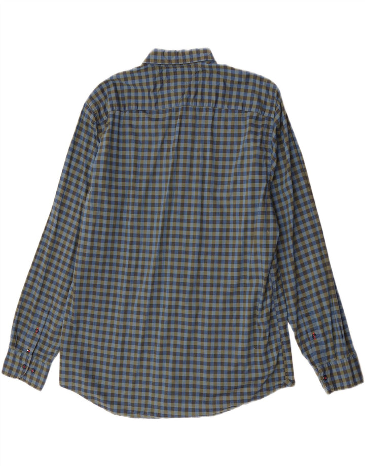 Tommy Hilfiger Herrenhemd XL, blaue Gingham-Baumwolle