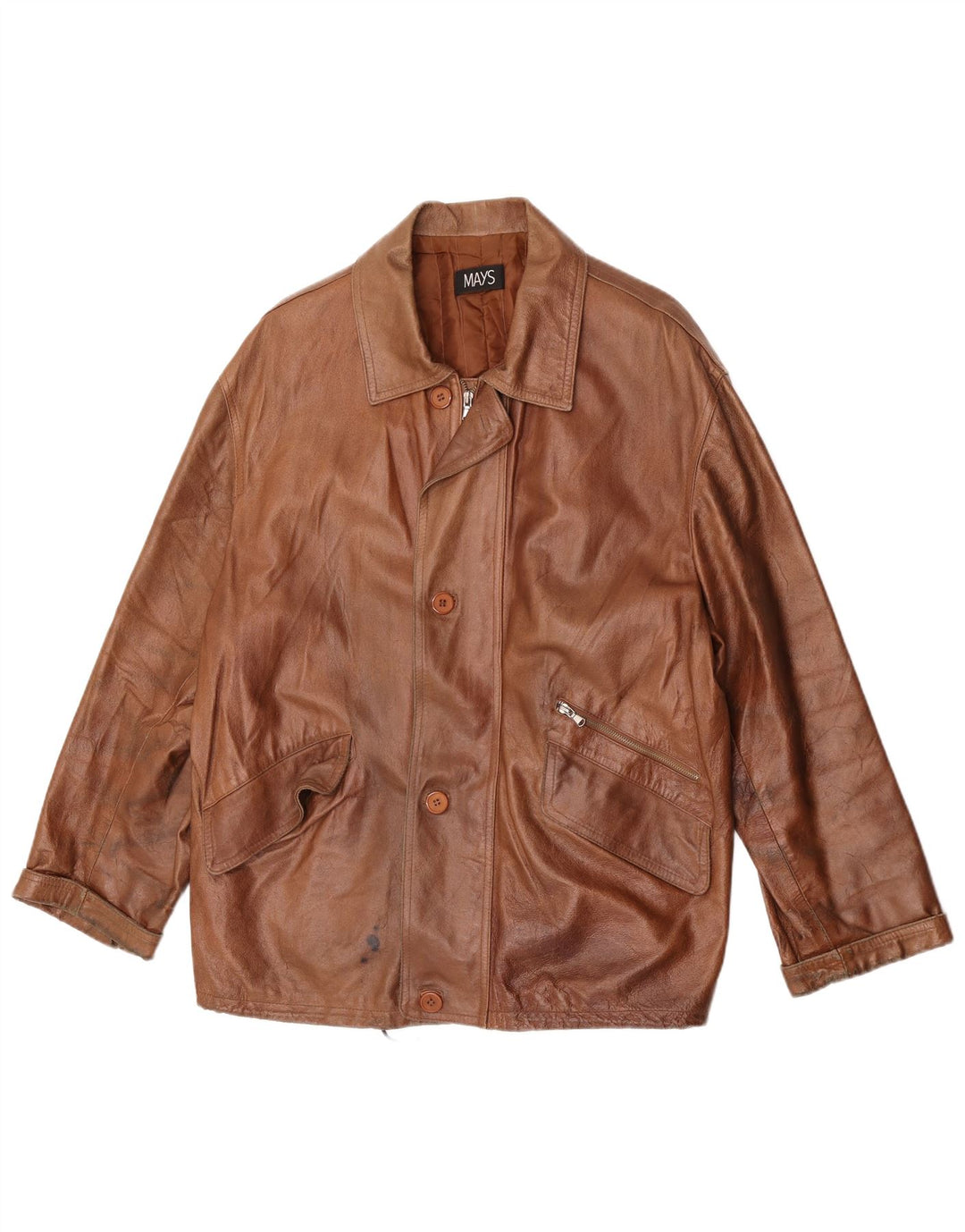 Mays Herren-Lederjacke IT 50, großes braunes Leder