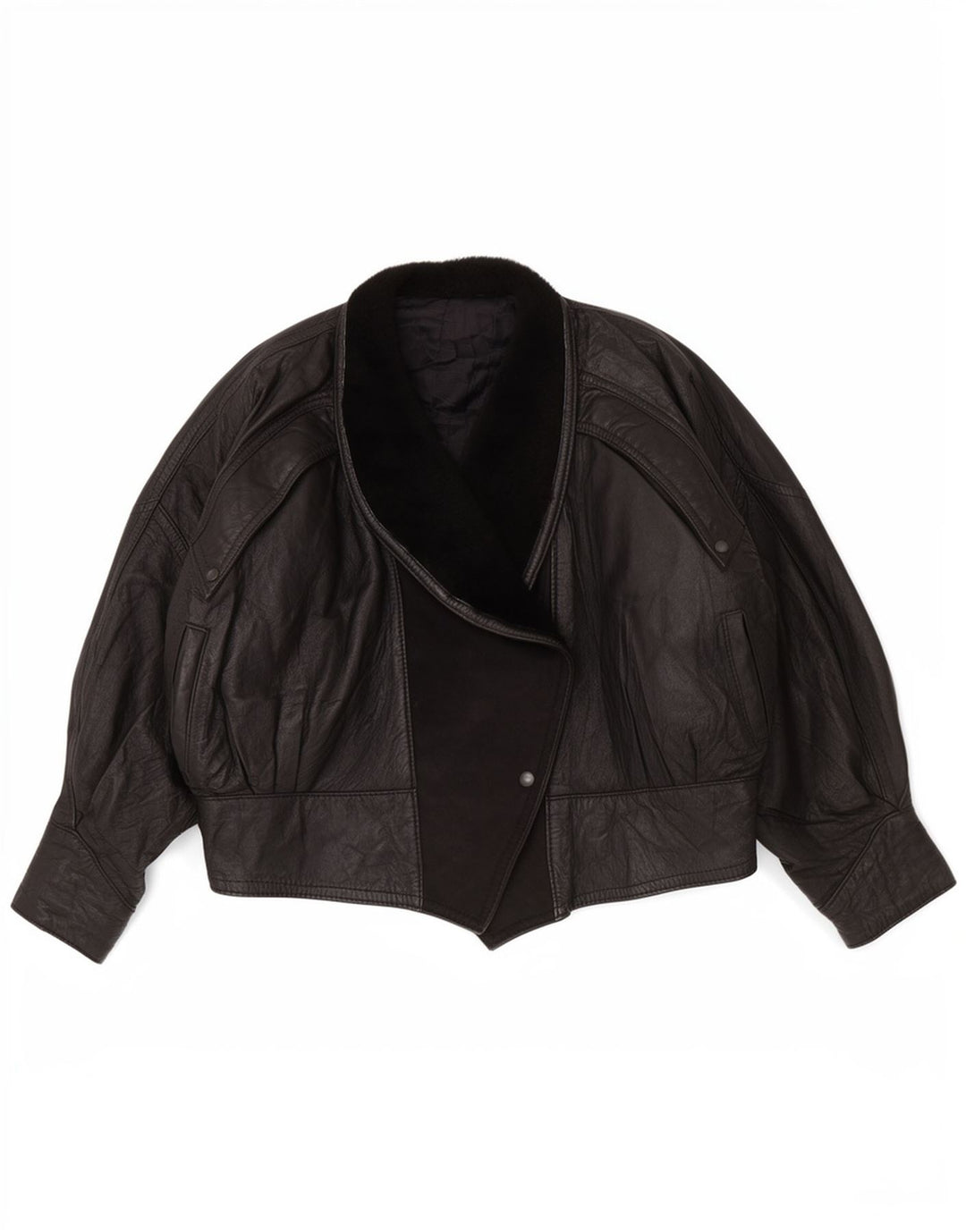 Vintage Damen Lederjacke UK 14 Large Schwarz