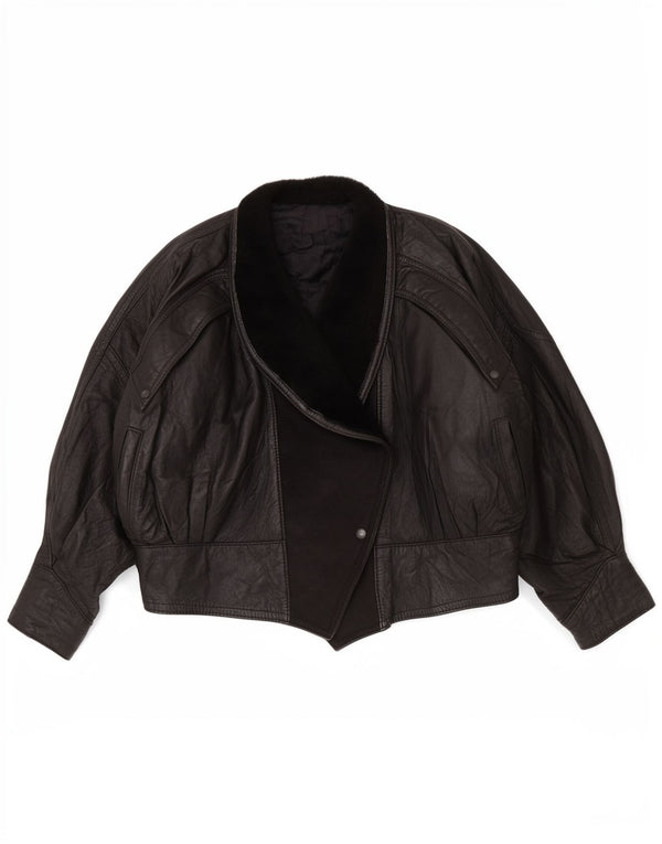 Vintage Damen Lederjacke UK 14 Large Schwarz