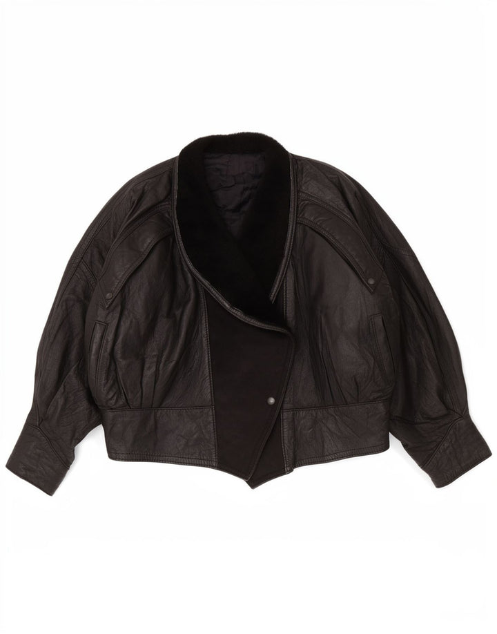Vintage Damen Lederjacke UK 14 Large Schwarz