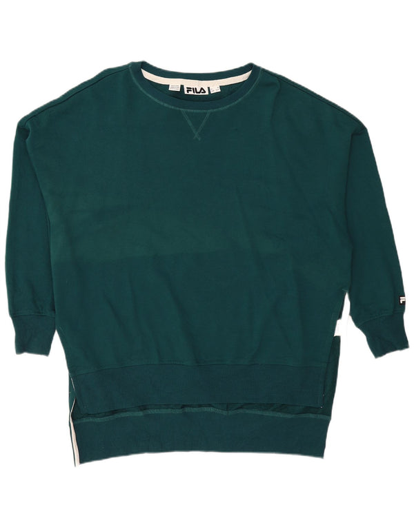 Fila Damen Longline Oversized Sweatshirt Pullover UK 18 XL Grüne Baumwolle