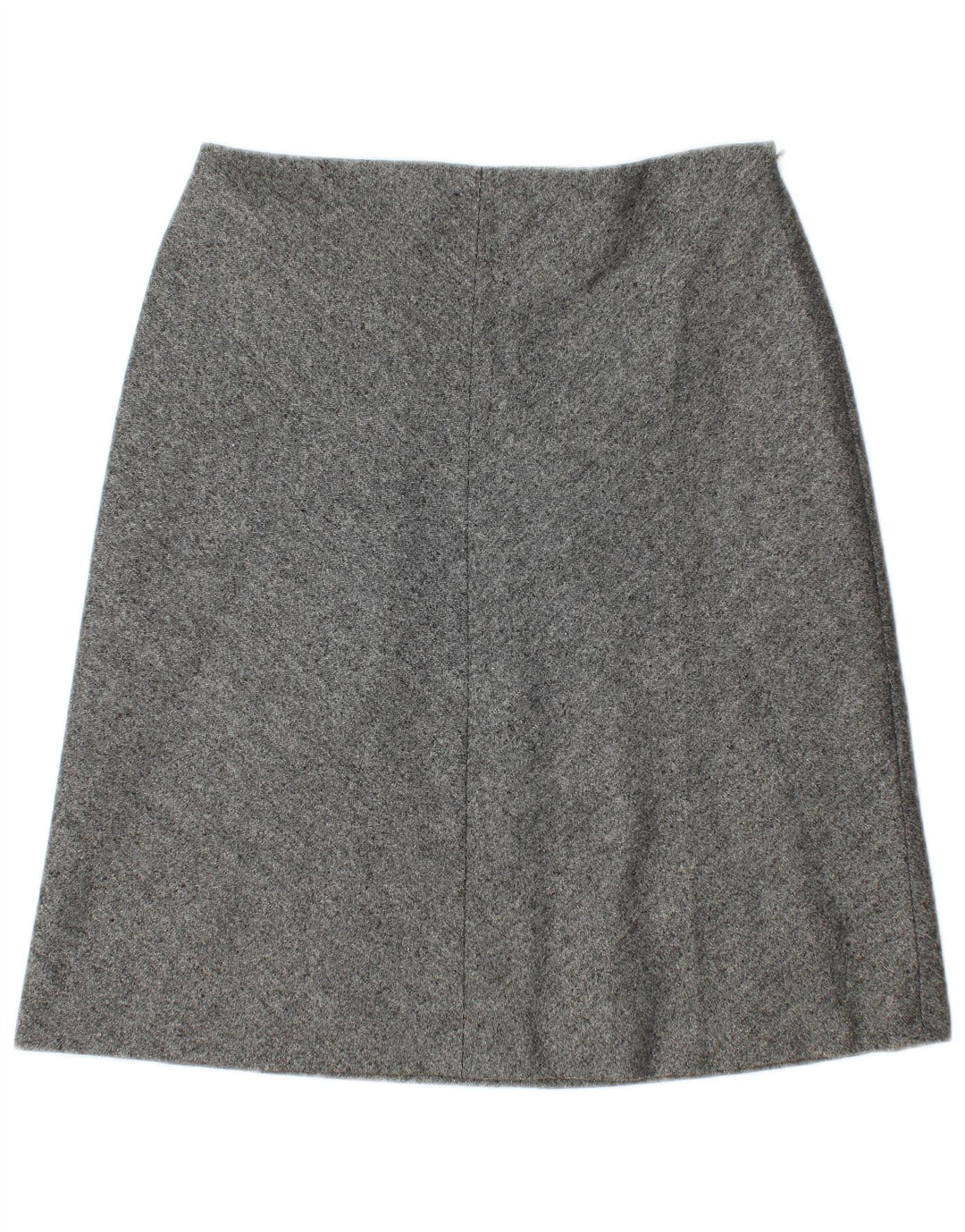 Marks & Spencer Damen A-Linienrock UK 12 Medium W30 Grau meliert Schurwolle