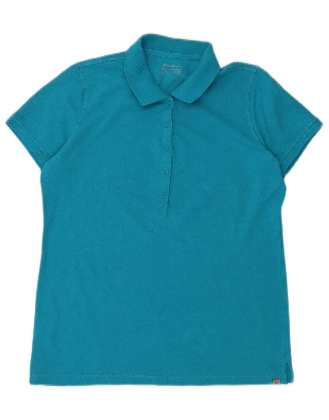 EDDIE BAUER Damen Poloshirt UK 14 Mittelblaue Baumwolle